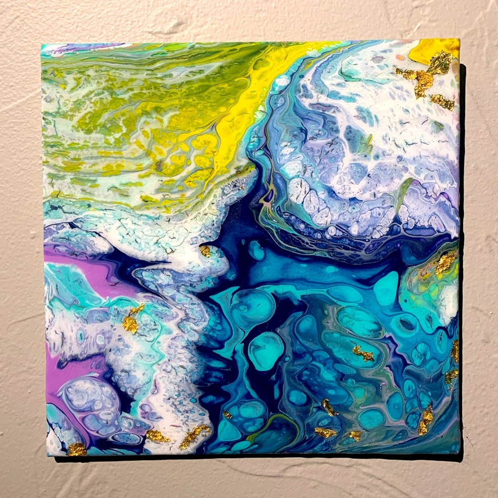 Abstract acrylic pour painting